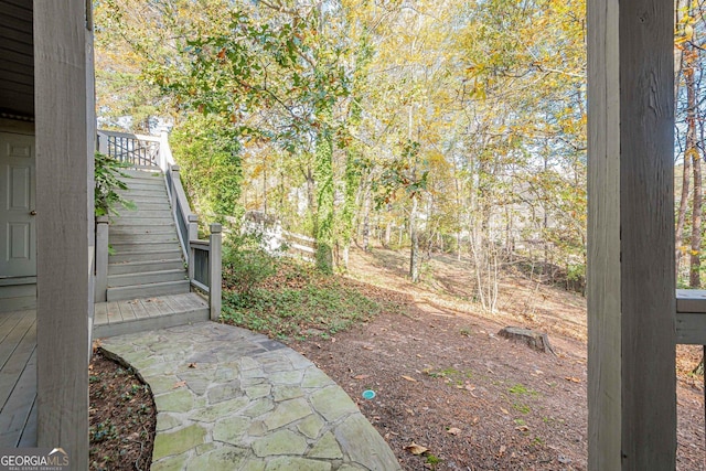 view of yard with stairs