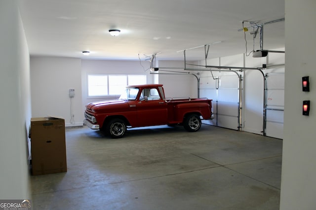 garage with a garage door opener