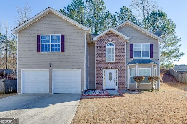 front of property featuring a garage