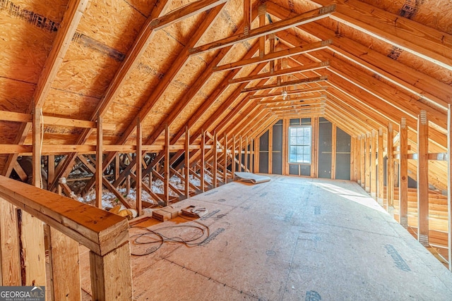 view of unfinished attic