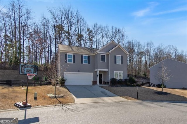 view of property with a garage