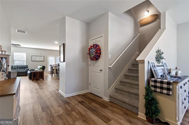 foyer featuring hardwood / wood-style floors