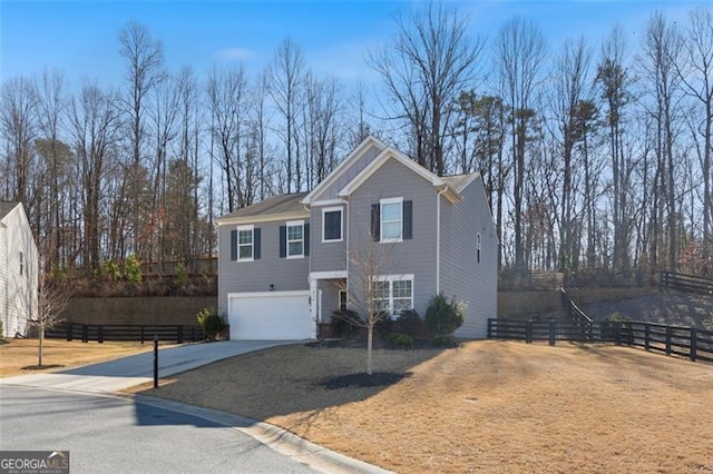 view of front facade featuring a garage