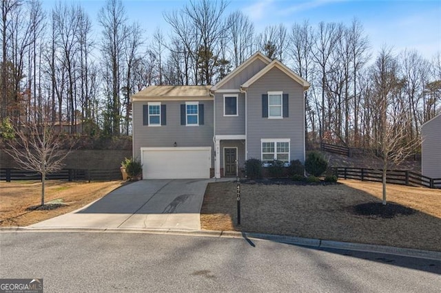 view of front property featuring a garage