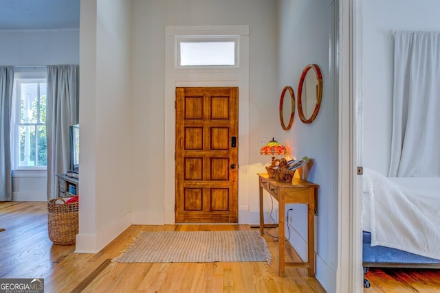 foyer with hardwood / wood-style floors