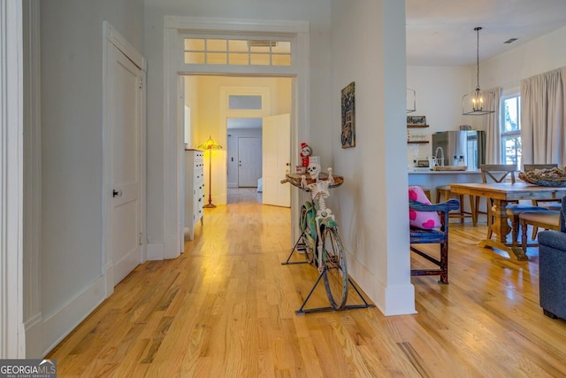 hall featuring light hardwood / wood-style flooring