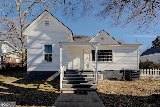 view of front of house with central AC unit