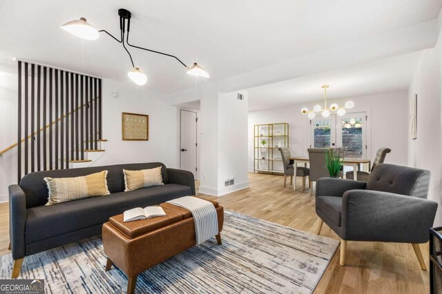 living room featuring light hardwood / wood-style floors