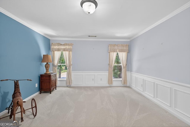 4225 Dunham Park, Flowery Branch, GA 30542 - carpeted empty room with ornamental molding and a wainscoted wall