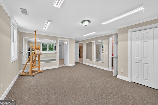 4225 Dunham Park, Flowery Branch, GA 30542 - basement with crown molding and carpet flooring