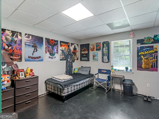 bedroom with a drop ceiling