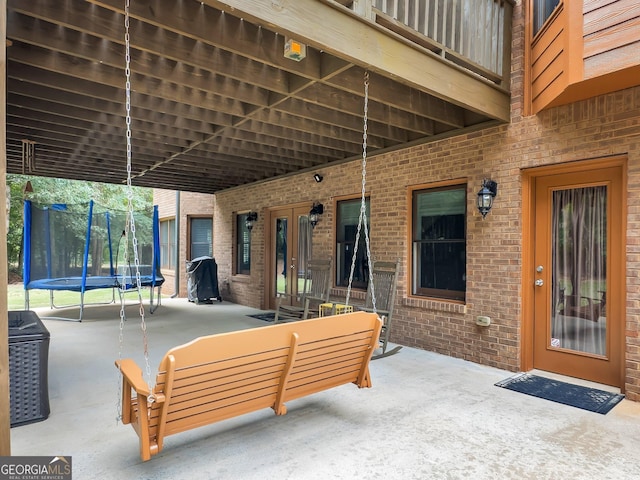 view of patio featuring a trampoline