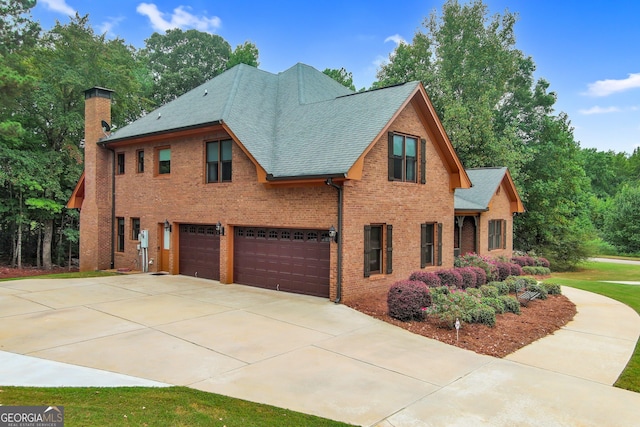 view of front of property with a garage