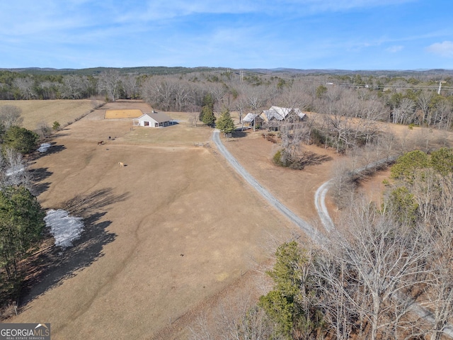 drone / aerial view with a rural view