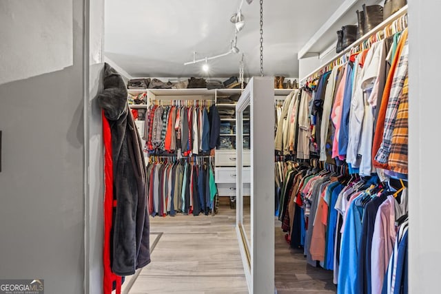 walk in closet featuring light wood-type flooring