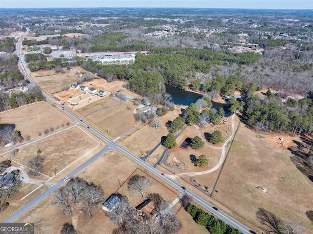 bird's eye view featuring a water view