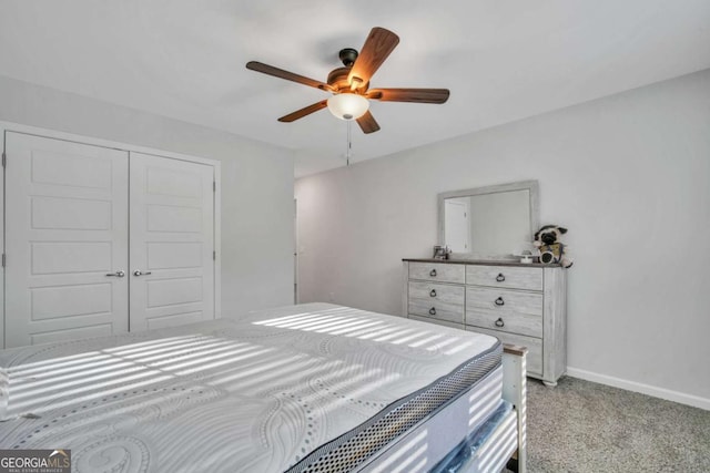 bedroom with a closet and ceiling fan