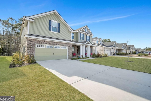 view of front facade with a garage and a front yard