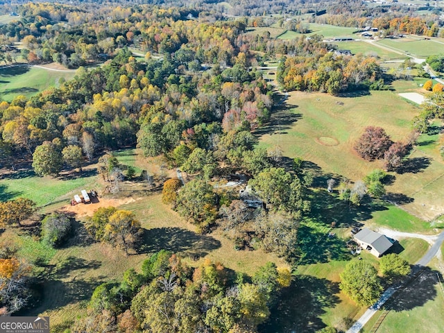 aerial view featuring a rural view