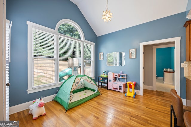 189 Bear Cub Way, Bogart, GA 30622 - playroom featuring light wood-type flooring and high vaulted ceiling