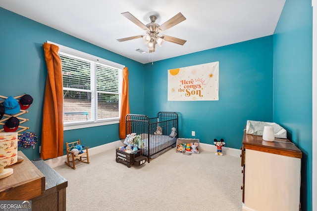 189 Bear Cub Way, Bogart, GA 30622 - carpeted bedroom with a nursery area and ceiling fan