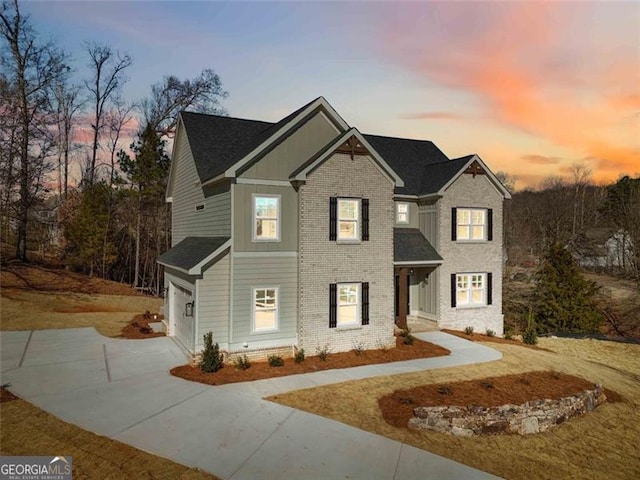 view of front of house with a garage