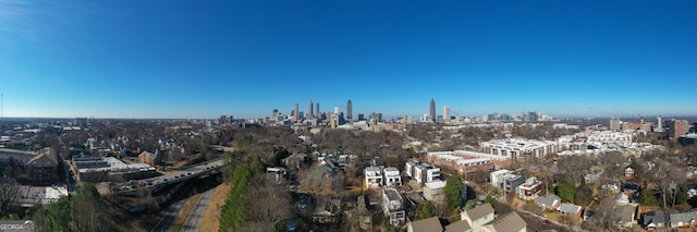 aerial view with a city view