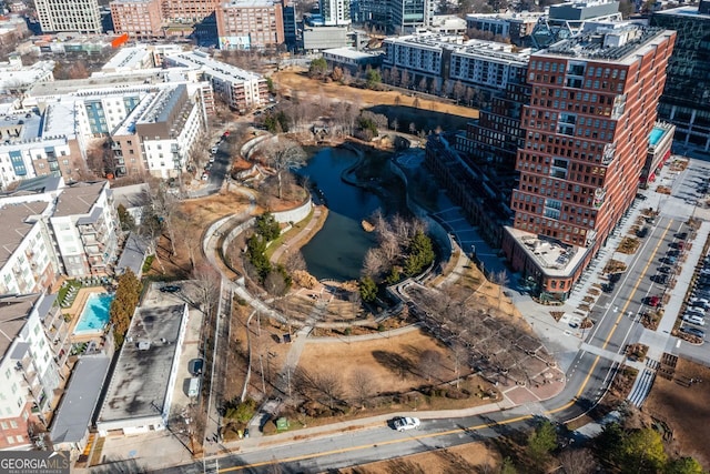 drone / aerial view featuring a view of city