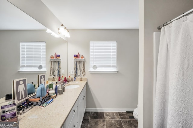 bathroom with toilet and vanity