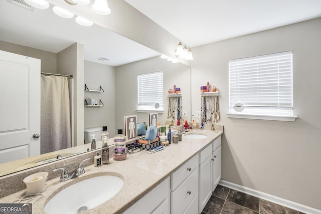 bathroom with toilet and vanity