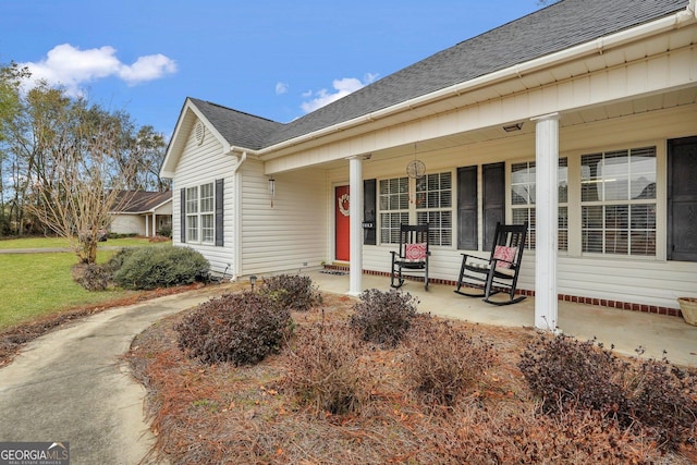 exterior space featuring covered porch