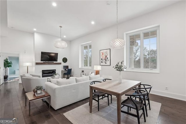 living room featuring dark hardwood / wood-style floors