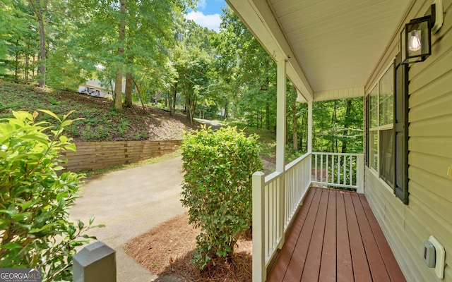 wooden deck with a porch