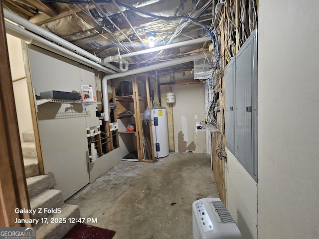 unfinished below grade area with water heater