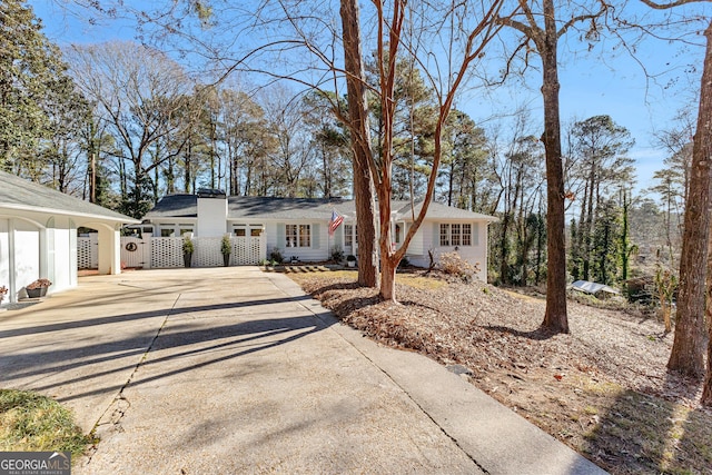 view of single story home