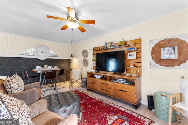 living room with ceiling fan