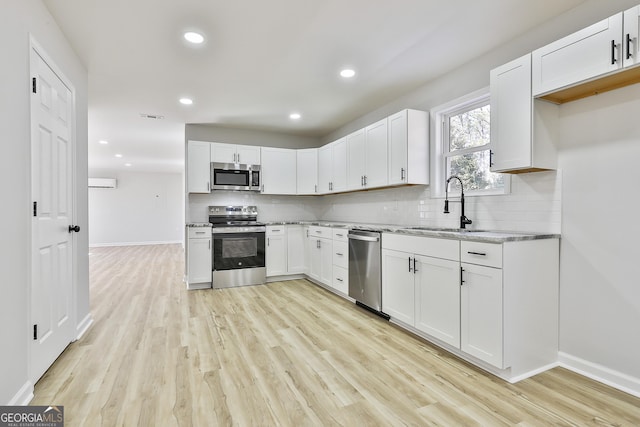 kitchen with sink, white cabinetry, and appliances with stainless steel finishes