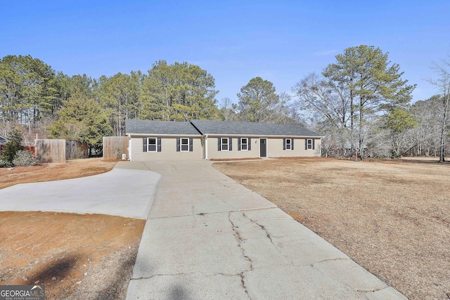 view of single story home