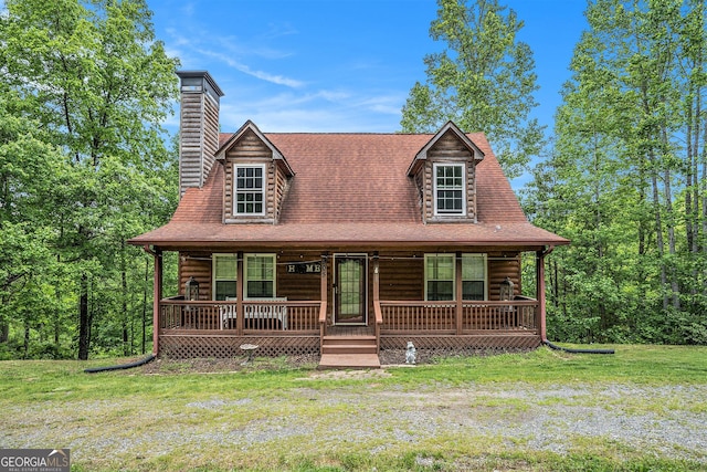 905 Hancock Mountain Trl, Waleska, GA 30183 - view of side of home with covered porch and a chimney