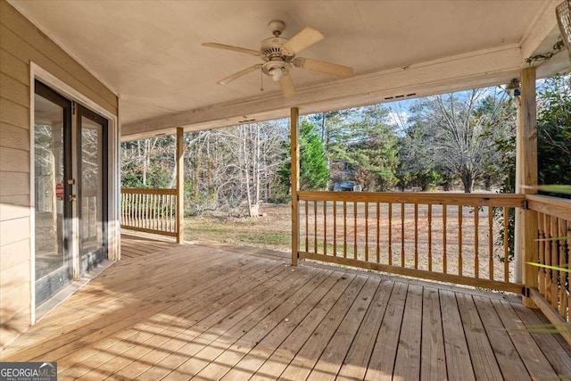 deck featuring ceiling fan