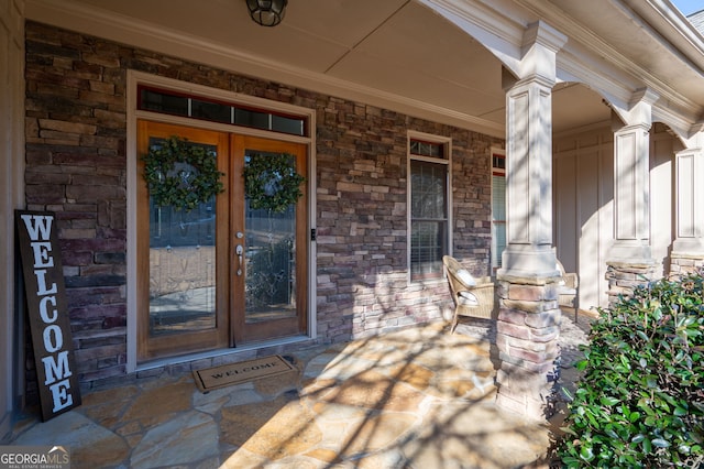 property entrance with french doors