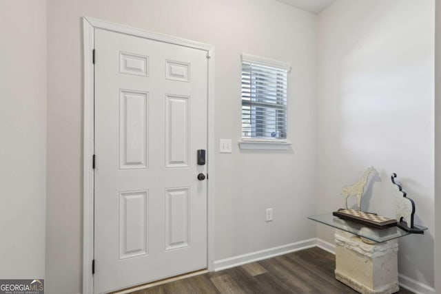 entryway featuring dark wood-type flooring