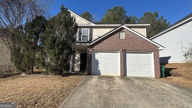 front facade with a garage