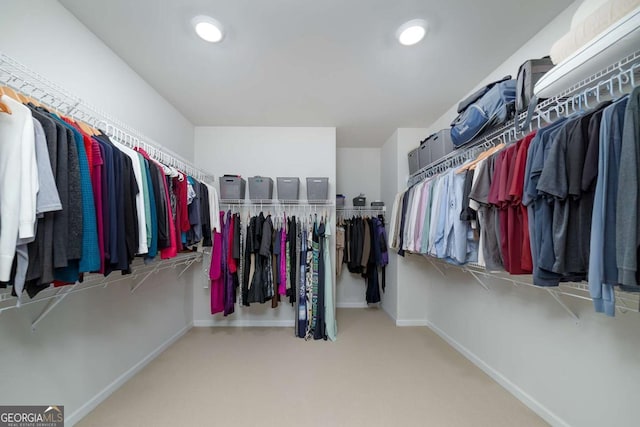 spacious closet featuring carpet floors