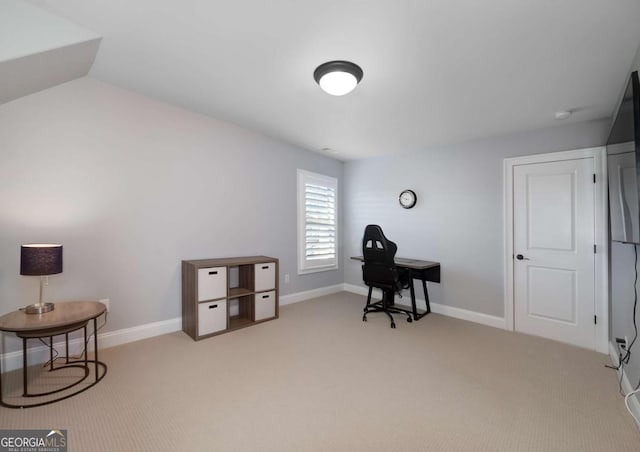 office featuring light colored carpet