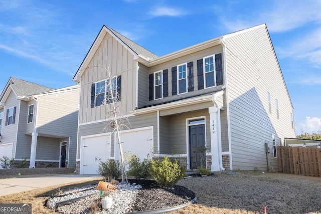 view of front of property featuring a garage