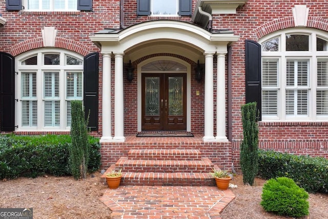 property entrance with french doors