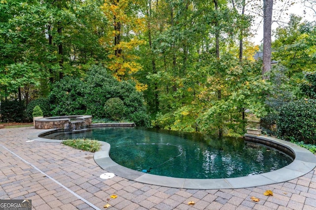 view of pool with an in ground hot tub and a patio area