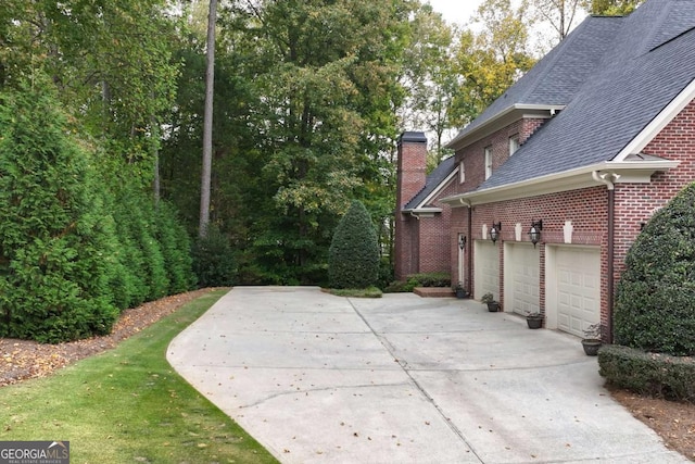 exterior space featuring a garage