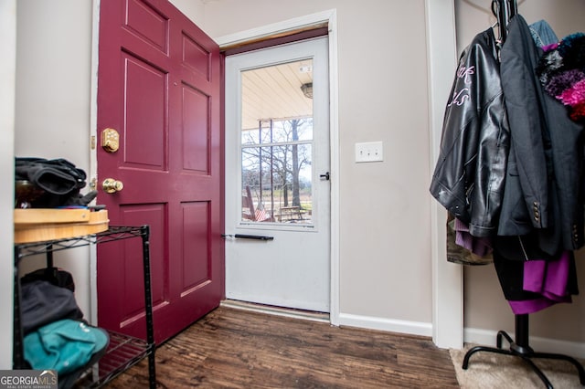 entrance foyer with dark hardwood / wood-style floors